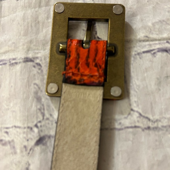 NINE WEST RED/BLACK SKIN PRINT COVERED BUCKLE BELT LEATHER LINING WOMENS XL - Picture 4 of 12